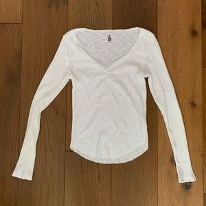White ribbed scoop neck top